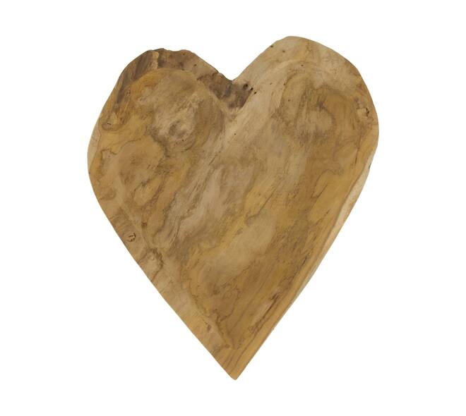Bol - Coeur - Bois de teck - 34x39x5cm - Naturel