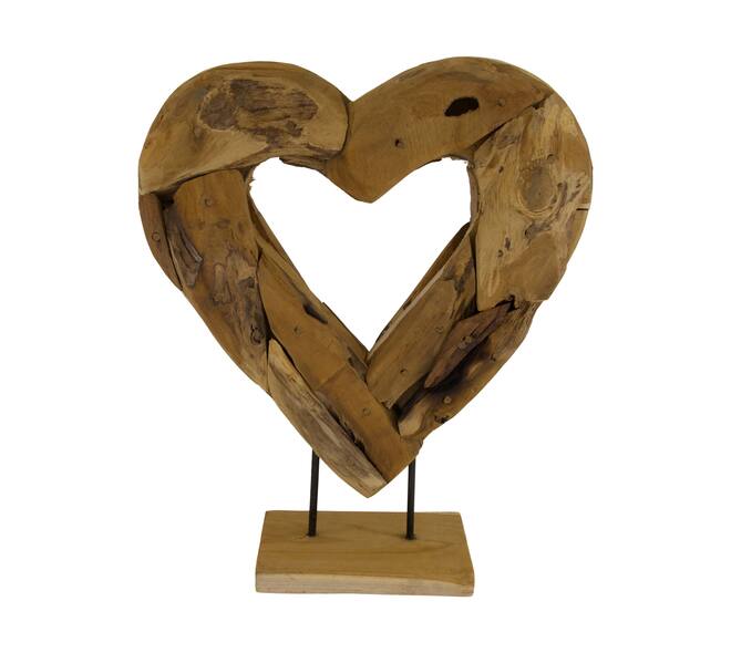 Ornament Evelyn - Teak hout - 48x38x12 cm - Bruin