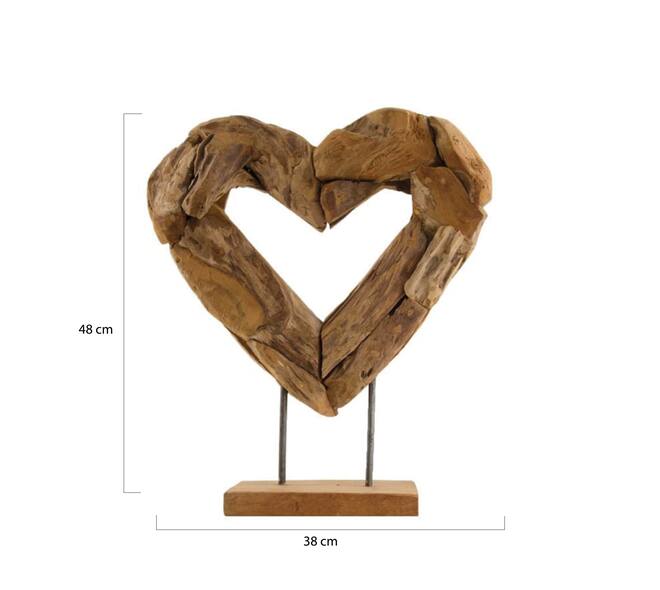 Ornament Evelyn - Teak hout - 48x38x12 cm - Bruin