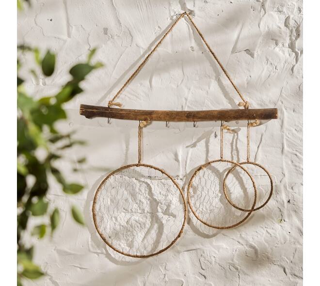 Hanger round rope frame jute 38x38x1cm
