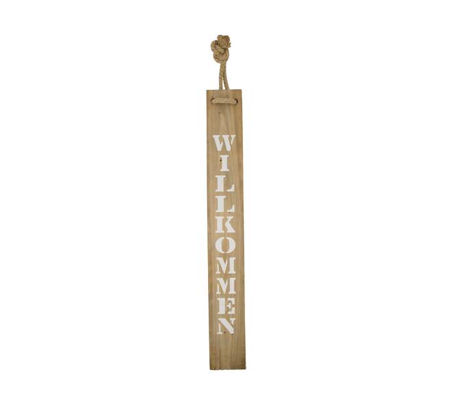 Assiette willkommen - Bois historique - 78x10x1,5 cm - Naturel