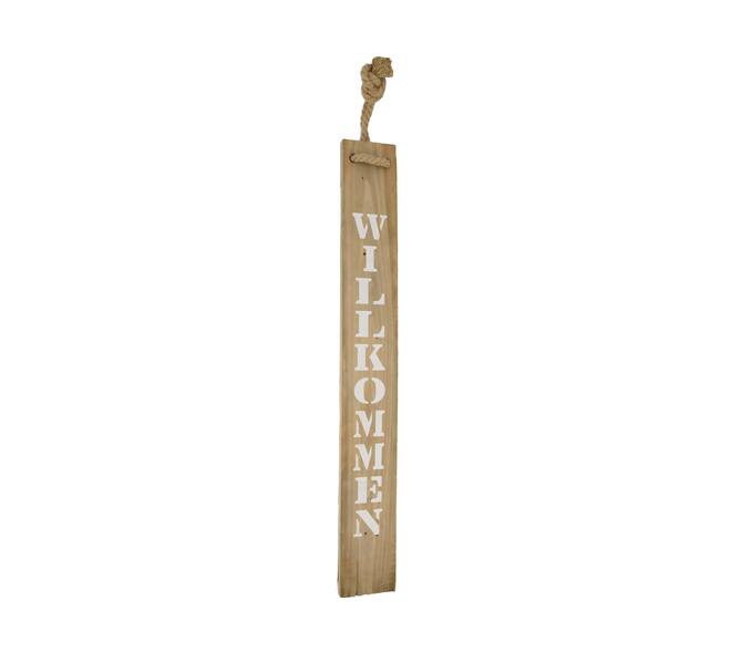 Assiette willkommen - Bois historique - 78x10x1,5 cm - Naturel