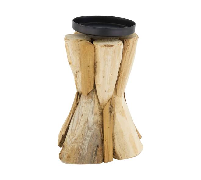 Pillar candle holder driftwood 13x13x17cm - Natural