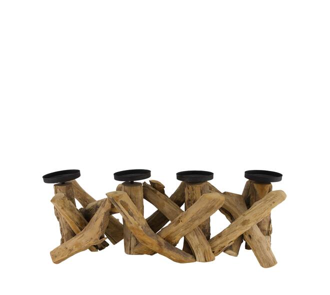 Pillar candle holder driftwood 52x19x19cm - Natural
