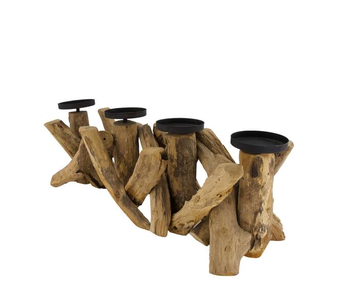 Pillar candle holder driftwood 52x19x19cm - Natural