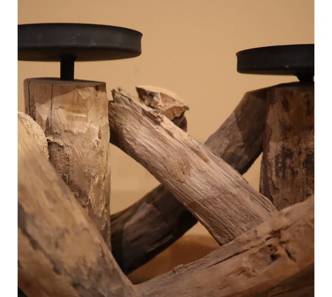Pillar candle holder driftwood 52x19x19cm - Natural
