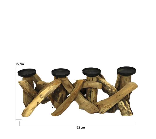 Pillar candle holder driftwood 52x19x19cm - Natural