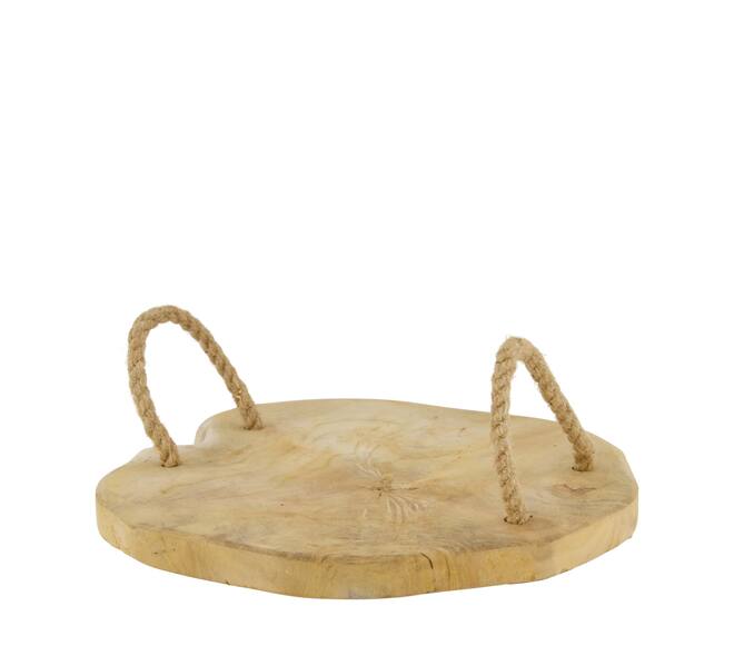 Slice teak wood with handles 28x28x3.5cm - Natural