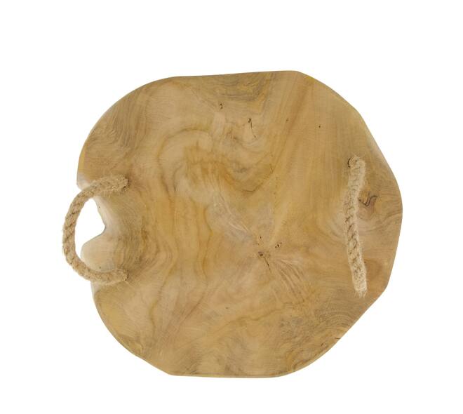 Slice teak wood with handles 28x28x3.5cm - Natural