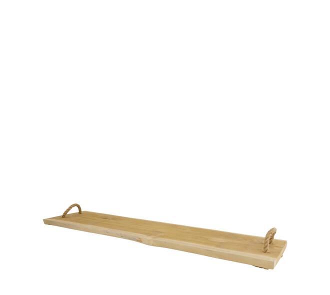 Tray rectangular teak wood with handle 77x20x2cm