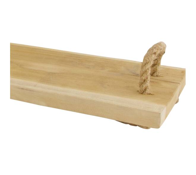 Tray rectangular teak wood with handle 77x20x2cm