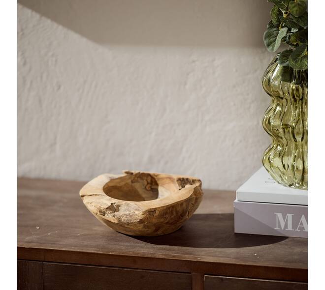 Bowl round teak wood 15x15x4.5cm - Natural