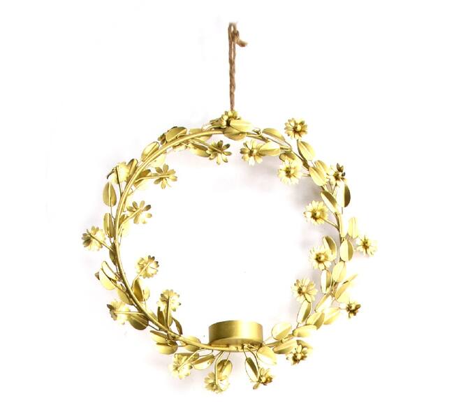 Tealight holder ring metal 25x4cm - Gold