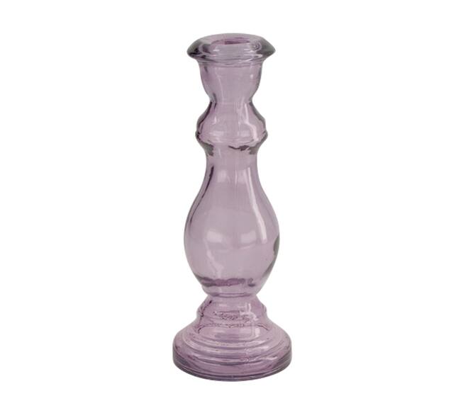 Dinnercandle holder recycled glass 7.5x20cm - Purple