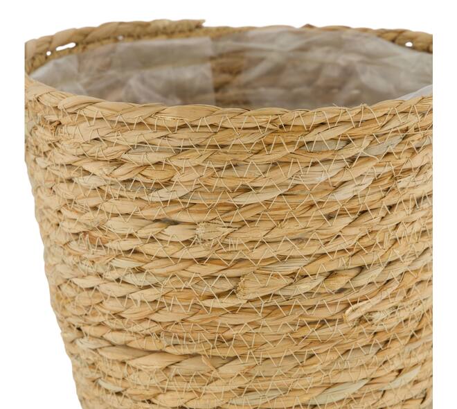 Basket round grass with plastic 27x27x21cm  - Natural