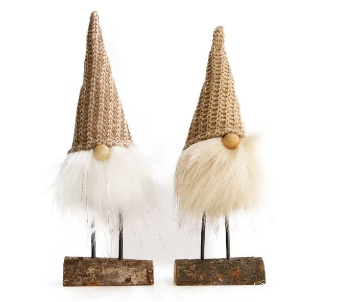 Figurine gnome pine wood 7x4.5x28cm - Multi