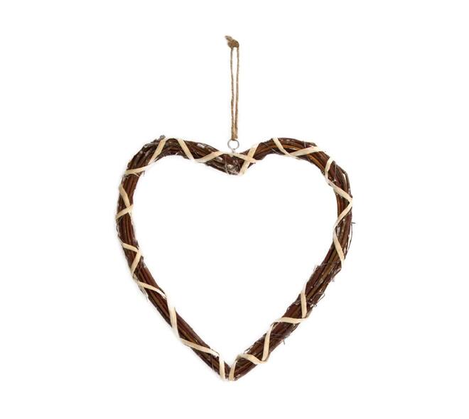 Wreath heart willow 28x2x28cm - White