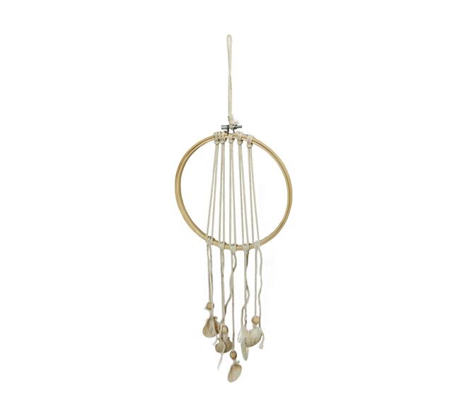 Hanger macrame fabric with shells 23x2x23cm - Natural