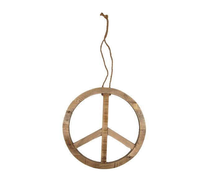 Sign peace historic wood with rope 38x38x1.5cm