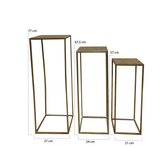 Side table square metal 27x27x77cm S/3