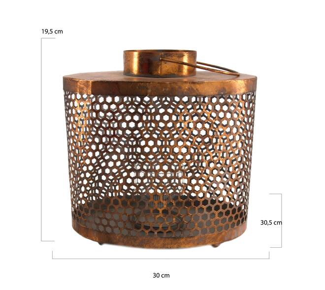 Lantern metal with glass 30x19.5x30.5cm