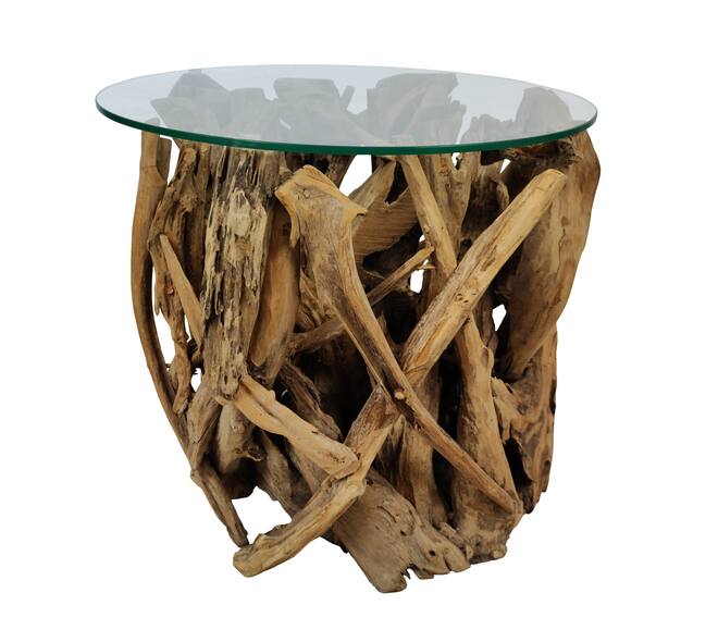Table root with glass 60x60x57cm Ø60cm