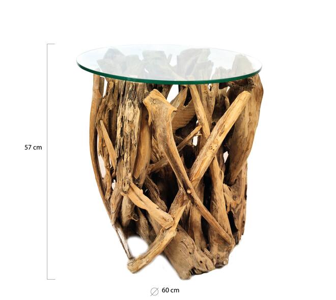 Table root with glass 60x60x57cm Ø60cm