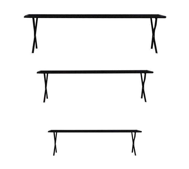 Tray metal on stand 71.5x18x19cm  - Black