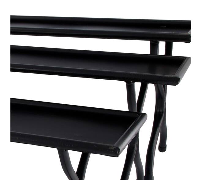 Tray metal on stand 71.5x18x19cm  - Black