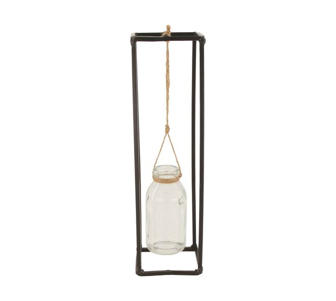 Bottle metal with glass 8x8x28cm