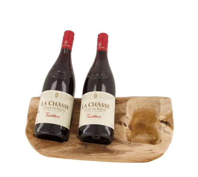 Winebottle holder teak wood 35x18x9cm - Natural