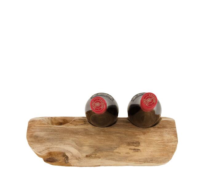 Winebottle holder teak wood 35x18x9cm - Natural