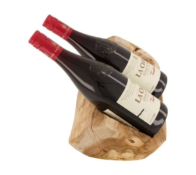 Winebottle holder teak wood 35x18x9cm - Natural
