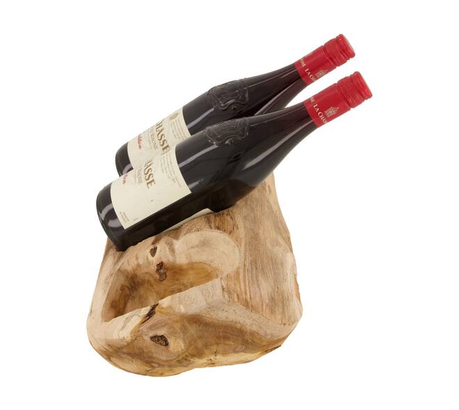 Winebottle holder teak wood 35x18x9cm - Natural