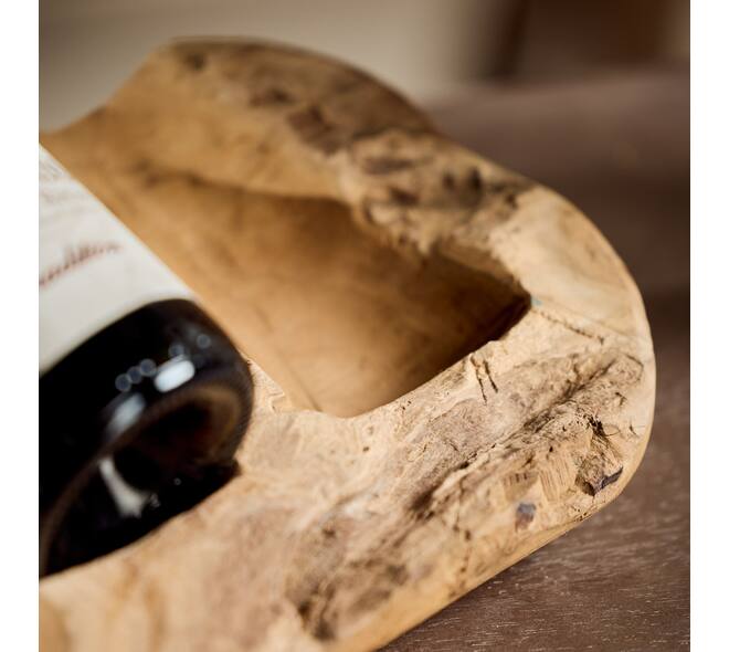 Winebottle holder teak wood 35x18x9cm - Natural