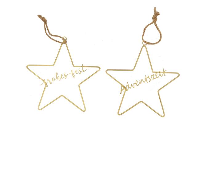 Hanger star text metal 30.5x0.8x31cm  - Gold