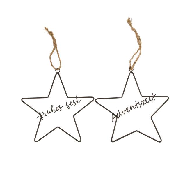 Hanger star text metal 30.5x0.8x31cm A/2