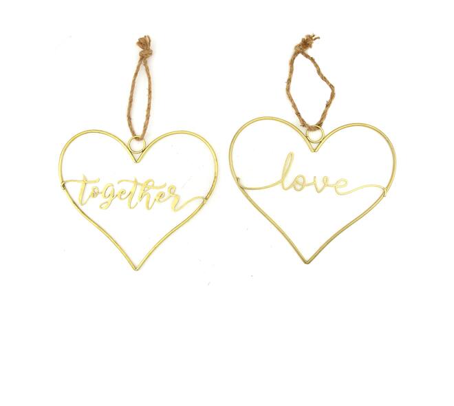Hanger heart text metal 28x0.5x24cm A/2