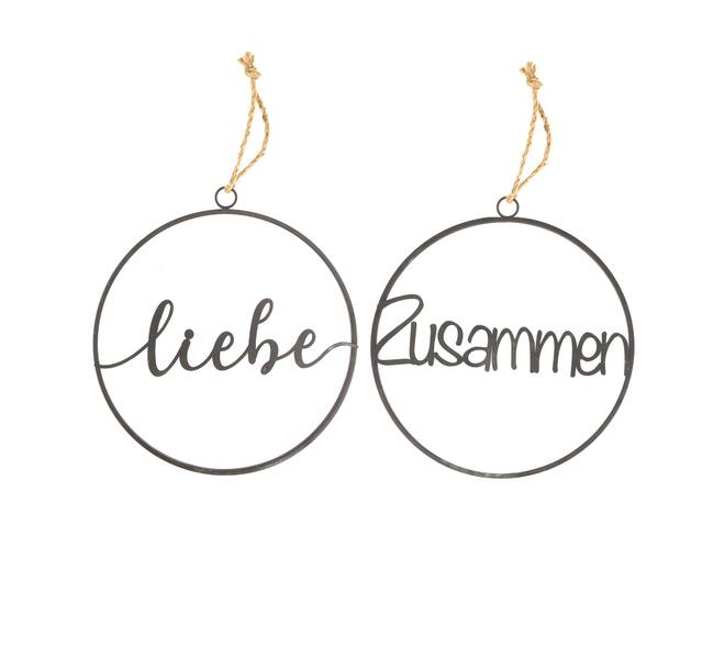 Hanger round text metal Ø35x1cm A/2