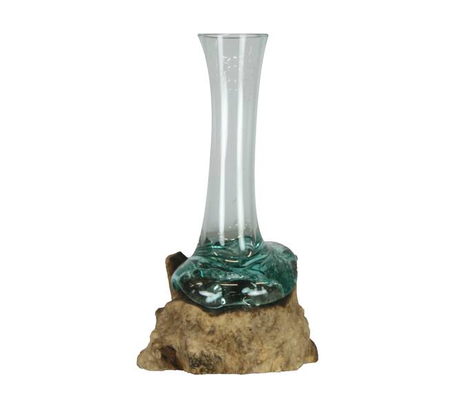 Root gamal wood with glass 18x18x28cm