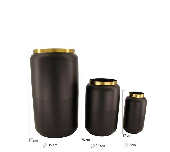 Vase Leicester - Metall - 34x18x18 cm - Schwarz