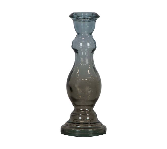 Dinnercandle holder recycled glass 7.5x20cm - Grey