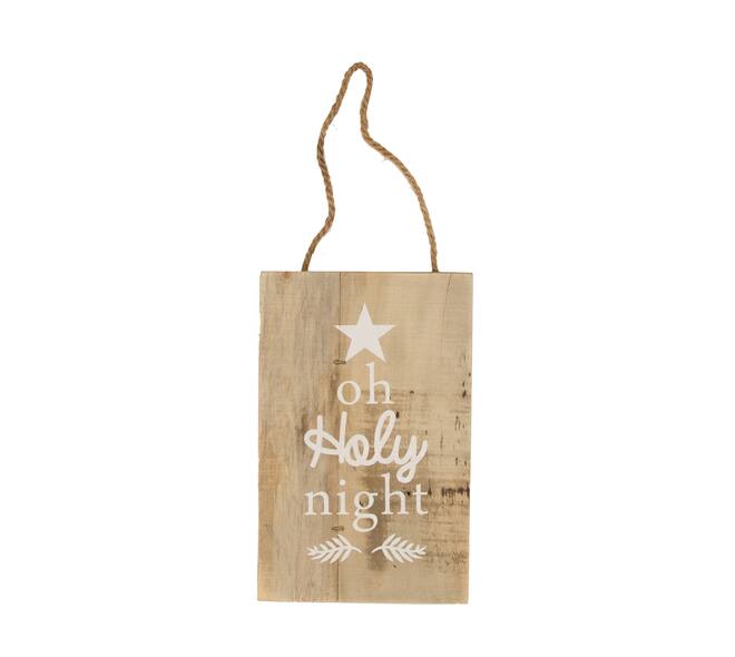 Sign oh holy night wood 18x28x1.5cm - Natural