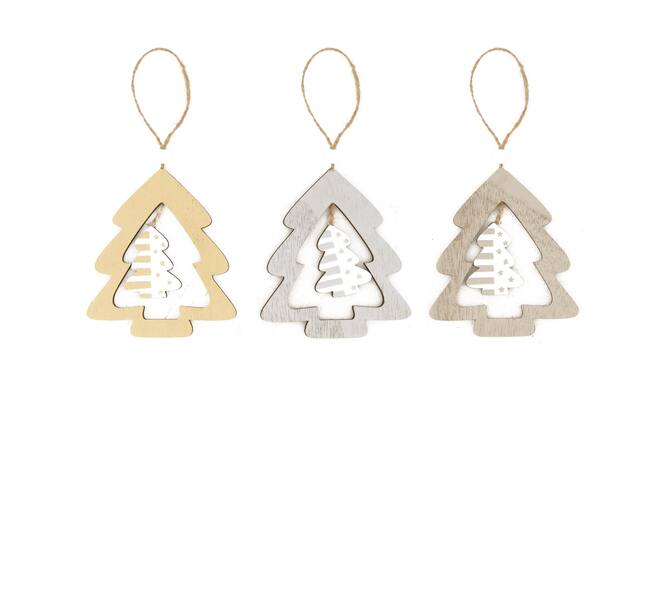 Hanger tree plywood 9x0.4x10cm 3pc - Multi