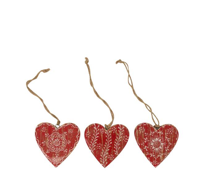 Hanger heart mango wood 9x9x1cm A/3