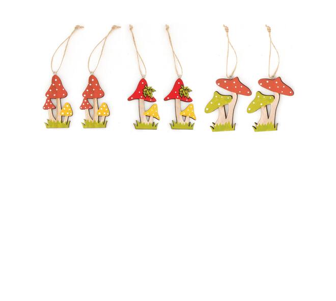Hanger mushroom paulownia wood 7.5x0.5x8.5cm 2pc  - Multi