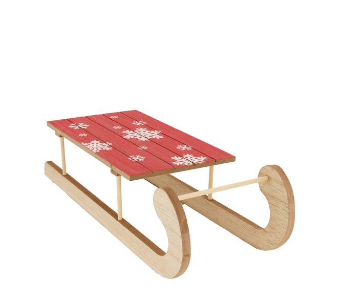 Figurine sleigh mdf wood 28x10x6.9cm - Red