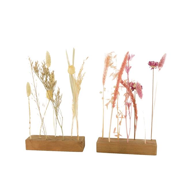 Dried flower nature with wooden base 17.5x3.5x29.5cm A/2