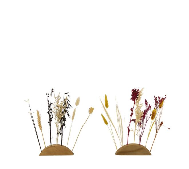 Dried flower nature with wooden base 17.5x3.5x29.5cm A/2