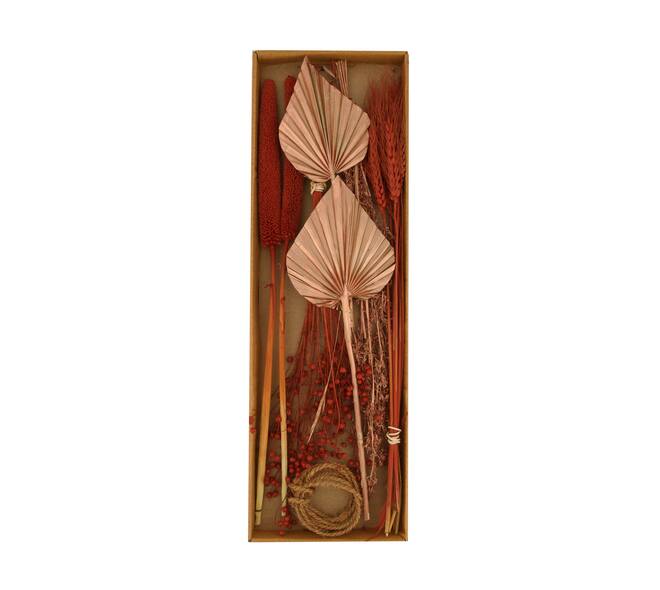 Dried flower exotic grass mix nature in tray 57x18x3cm - Copper